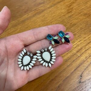 Pretty White and Multicolor Earrings Set